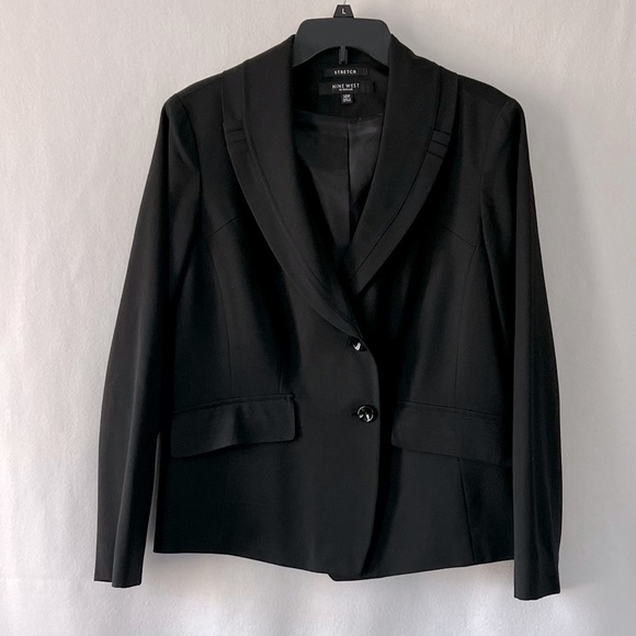 Nine West Size 14W Black Dress Jacket with Shoulder Pads - Picture 14 of 14